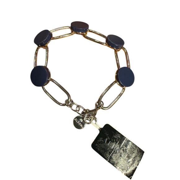 Alfani silver tone and blue round flat bead bracelet - Picture 5 of 5